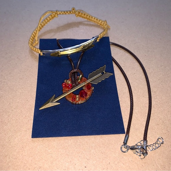 🔥5/$20🔥 Arrow Necklace and Macrame Bracelet New and Handmade - Picture 2 of 5